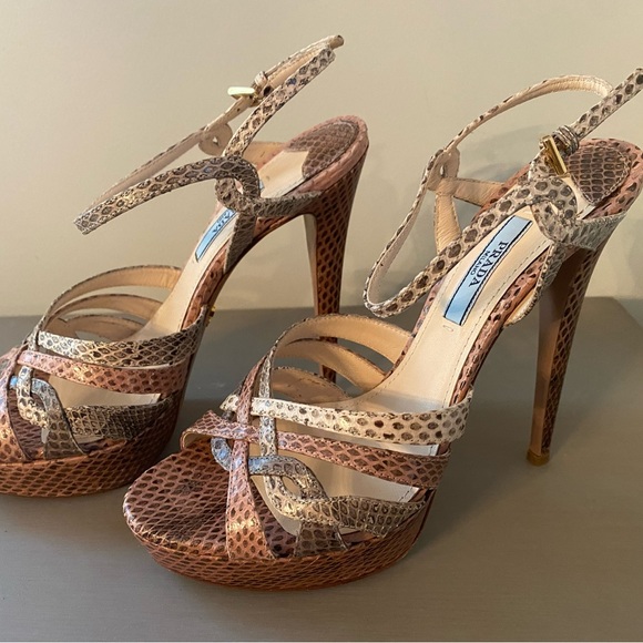 Prada Snake Print Open Toe Heels size 7 - Picture 3 of 7